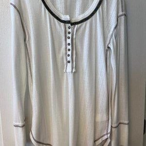 Suzanne Betro Pointelle Henley Size M